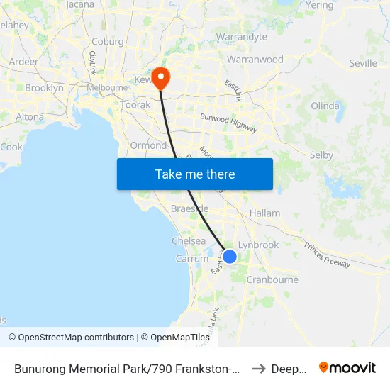 Bunurong Memorial Park/790 Frankston-Dandenong Rd to Deepdene map