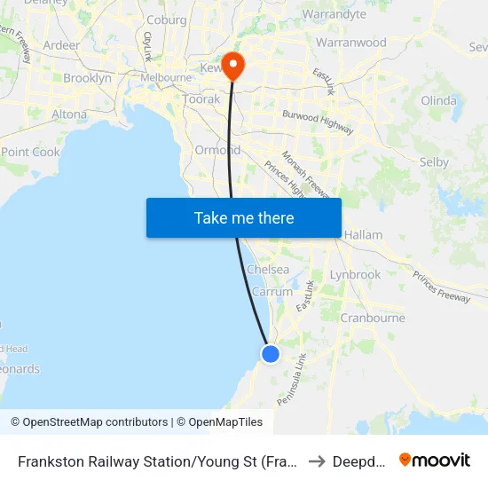 Frankston Railway Station/Young St to Deepdene map