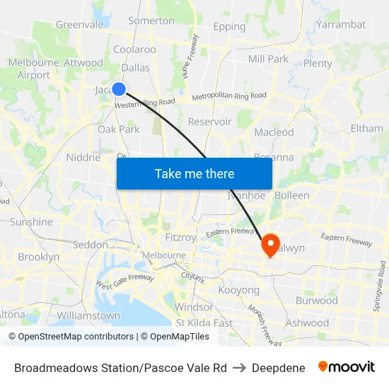 Broadmeadows Station/Pascoe Vale Rd to Deepdene map