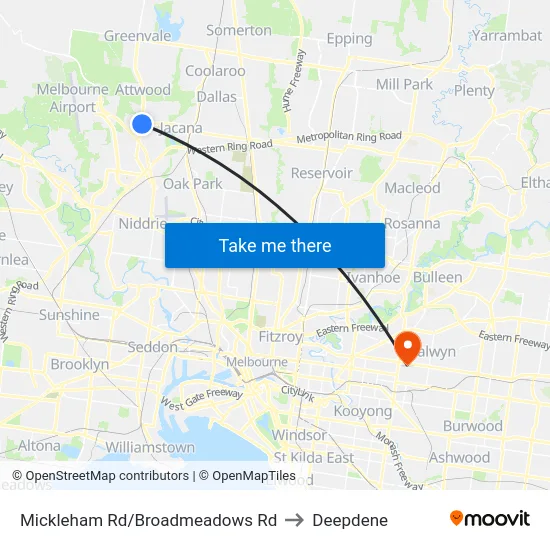Mickleham Rd/Broadmeadows Rd to Deepdene map