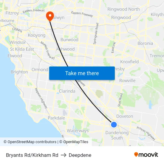 Bryants Rd/Kirkham Rd to Deepdene map