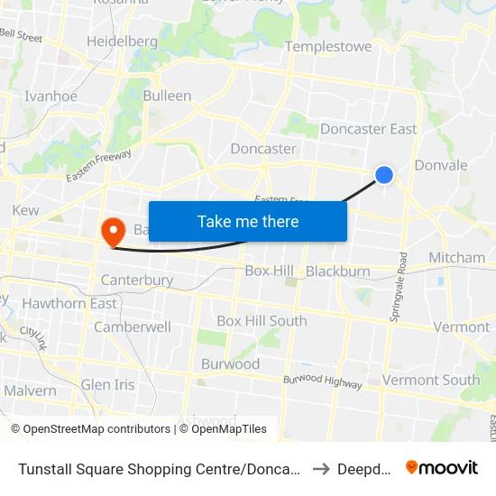 Tunstall Square Shopping Centre/Doncaster Rd to Deepdene map