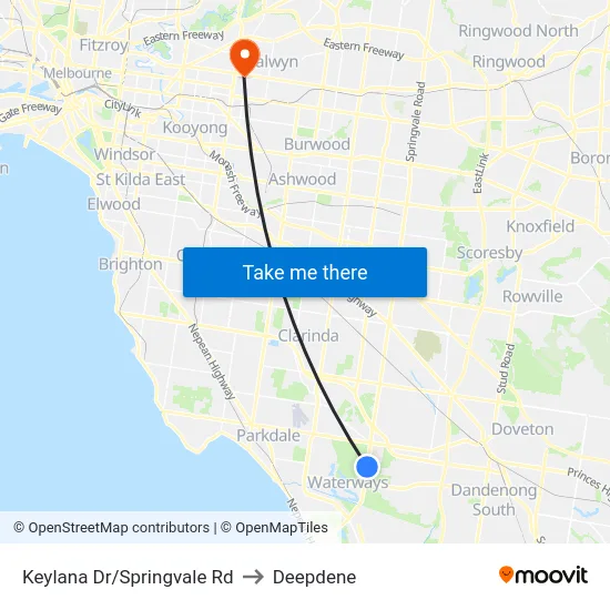 Keylana Dr/Springvale Rd to Deepdene map
