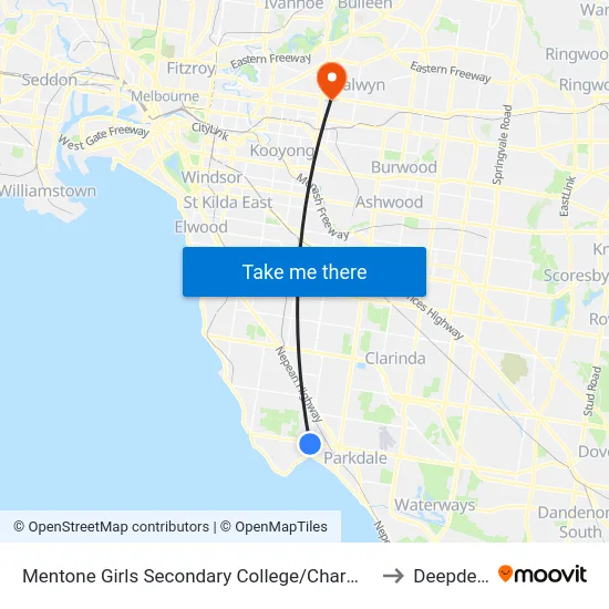 Mentone Girls Secondary College/Charman Rd to Deepdene map