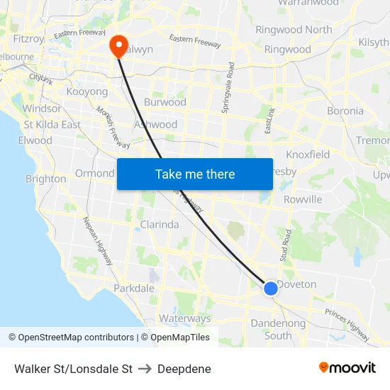 Walker St/Lonsdale St to Deepdene map