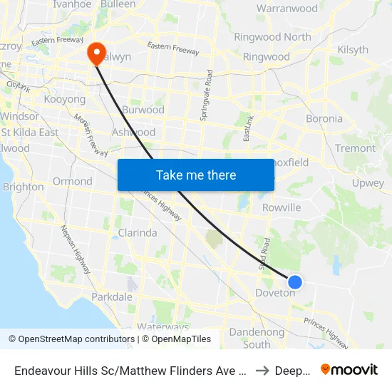 Endeavour Hills Sc/Matthew Flinders Ave to Deepdene map