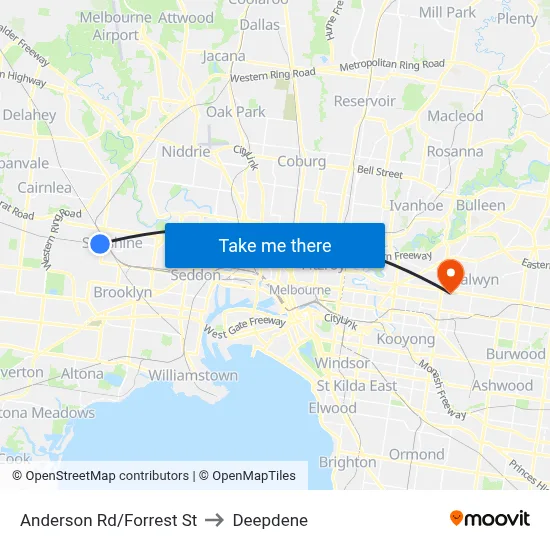 Anderson Rd/Forrest St to Deepdene map