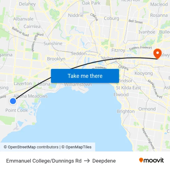 Emmanuel College/Dunnings Rd to Deepdene map