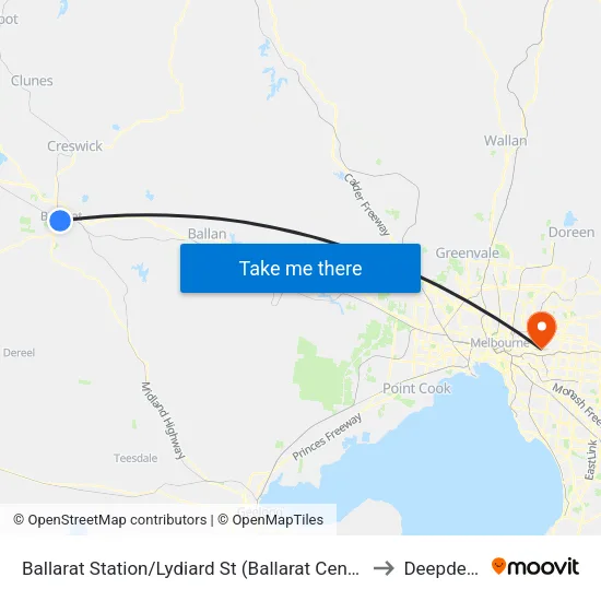 Ballarat Station/Lydiard St to Deepdene map