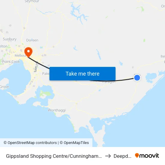 Gippsland Shopping Centre/Cunninghame St to Deepdene map