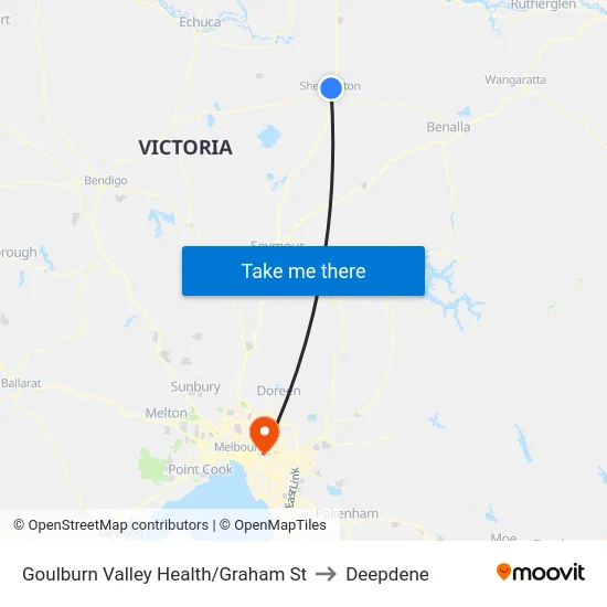 Goulburn Valley Health/Graham St to Deepdene map