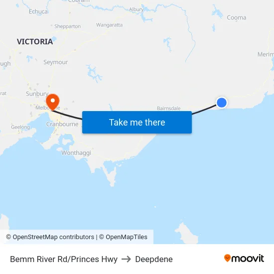Bemm River Rd/Princes Hwy to Deepdene map
