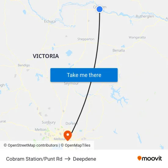 Cobram Station/Punt Rd to Deepdene map