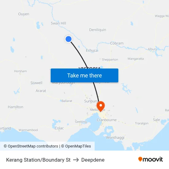 Kerang Station/Boundary St to Deepdene map