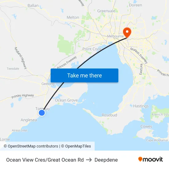 Ocean View Cres/Great Ocean Rd to Deepdene map