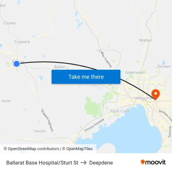 Ballarat Base Hospital/Sturt St to Deepdene map