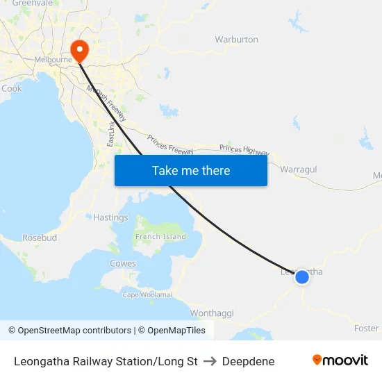 Leongatha Railway Station/Long St to Deepdene map