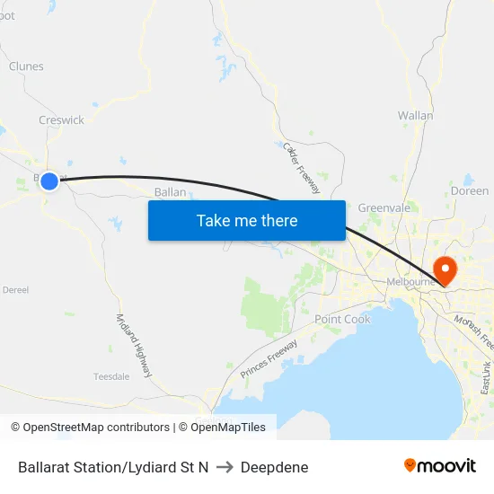 Ballarat Station/Lydiard St N to Deepdene map