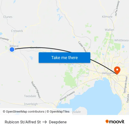 Rubicon St/Alfred St to Deepdene map
