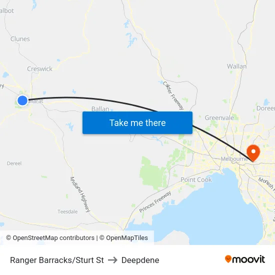 Ranger Barracks/Sturt St to Deepdene map
