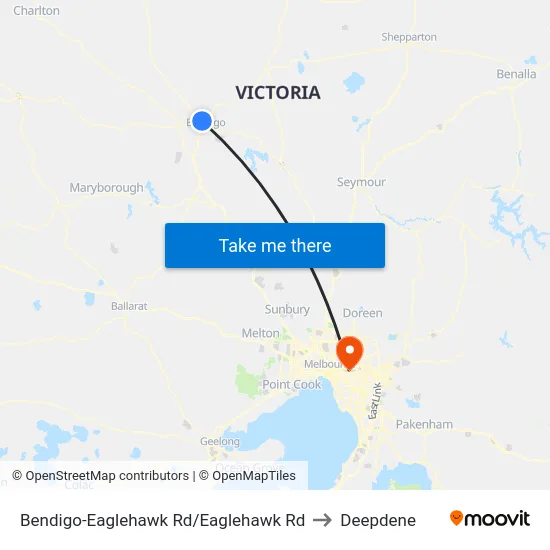 Bendigo-Eaglehawk Rd/Eaglehawk Rd to Deepdene map