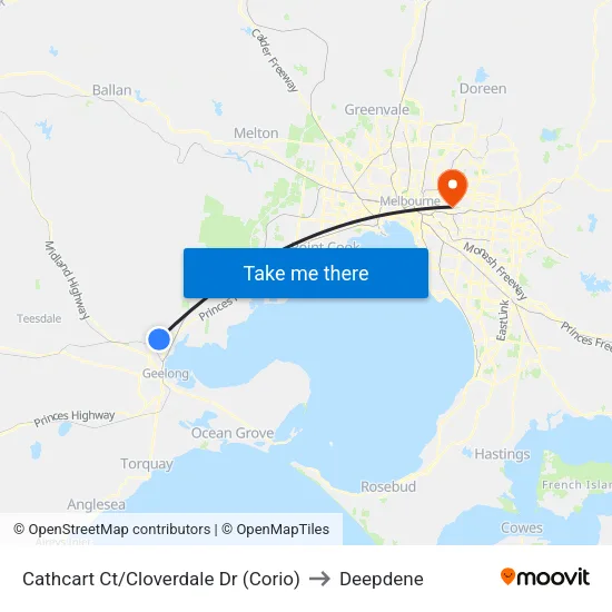 Cathcart Ct/Cloverdale Dr to Deepdene map