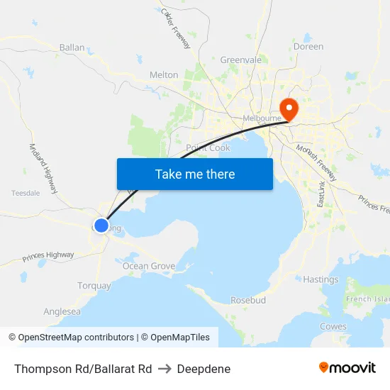 Thompson Rd/Ballarat Rd to Deepdene map