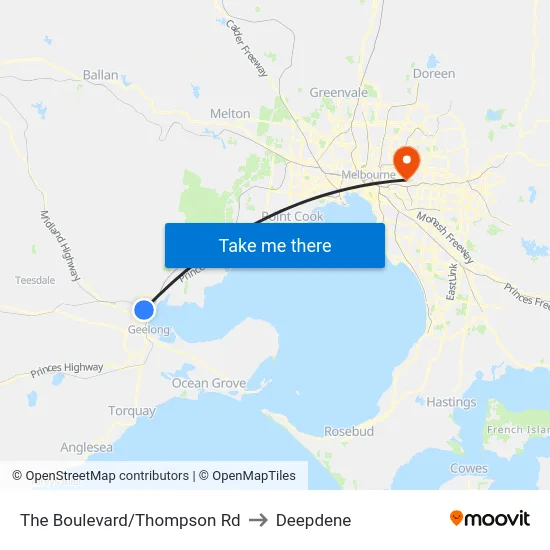 The Boulevard/Thompson Rd to Deepdene map