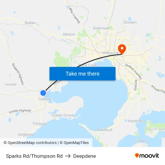 Sparks Rd/Thompson Rd to Deepdene map