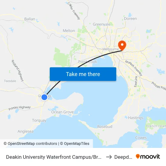 Deakin University Waterfront Campus/Brougham St to Deepdene map