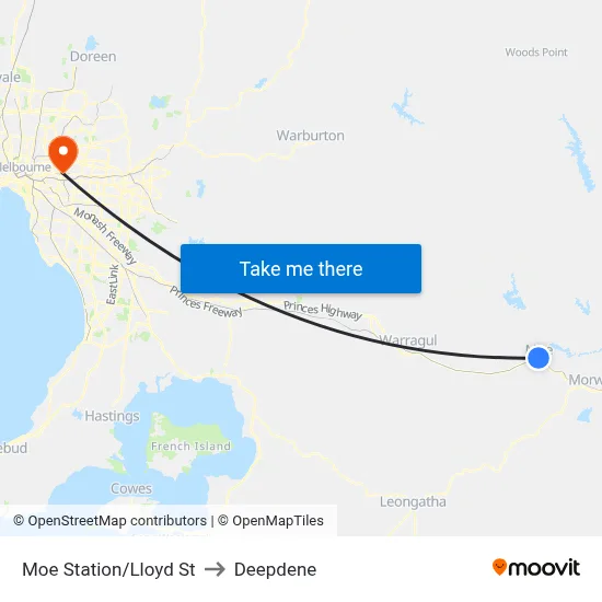 Moe Station/Lloyd St to Deepdene map