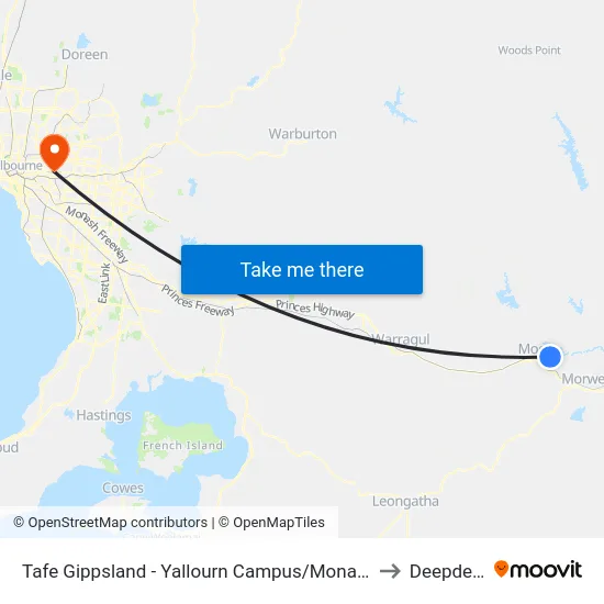 Tafe Gippsland - Yallourn Campus/Monash Rd to Deepdene map