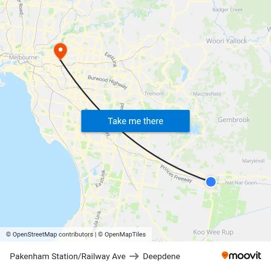 Pakenham Station/Railway Ave to Deepdene map