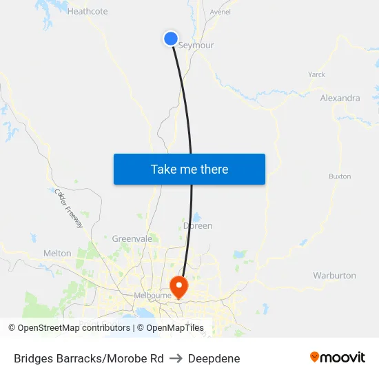 Bridges Barracks/Morobe Rd to Deepdene map