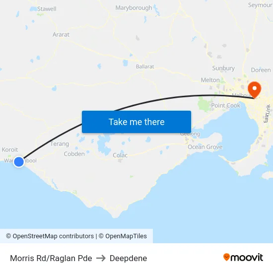 Morris Rd/Raglan Pde to Deepdene map