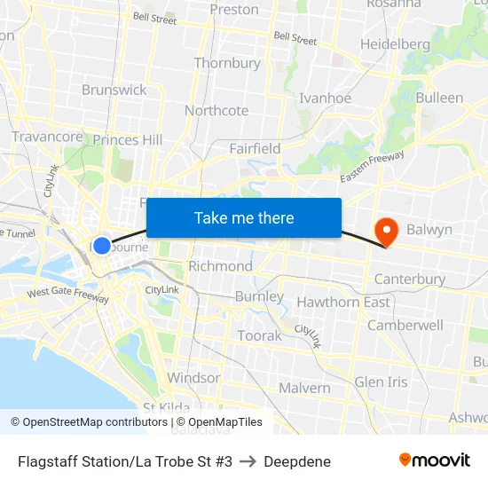 Flagstaff Station/La Trobe St  #3 to Deepdene map