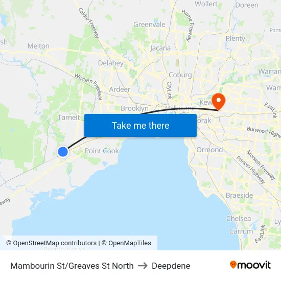 Mambourin St/Greaves St North to Deepdene map