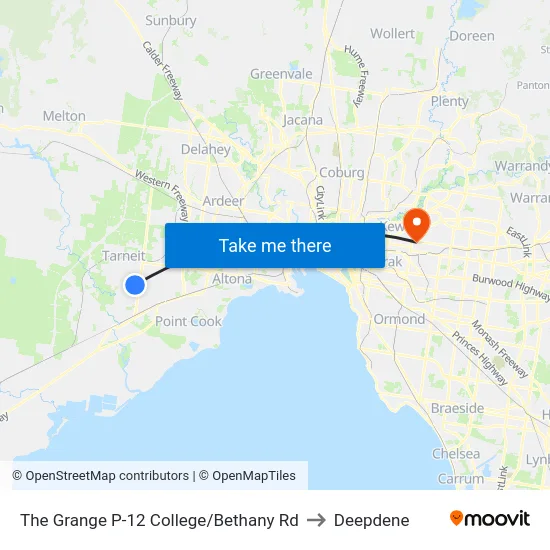 The Grange P-12 College/Bethany Rd to Deepdene map