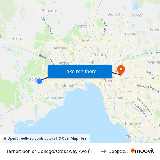 Tarneit Senior College/Crossway Ave to Deepdene map
