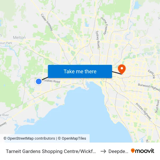 Tarneit Gardens Shopping Centre/Wickford Rd to Deepdene map