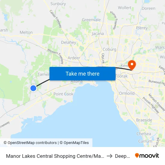 Manor Lakes Central Shopping Centre/Manor Lakes Bvd to Deepdene map