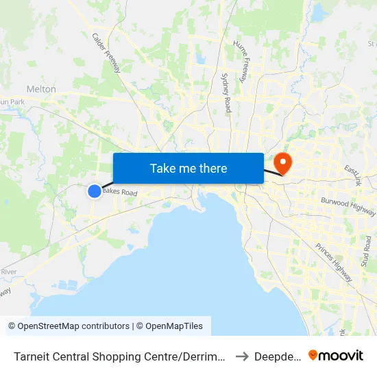 Tarneit Central Shopping Centre/Derrimut Rd to Deepdene map