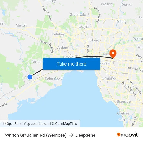 Whiton Gr/Ballan Rd to Deepdene map