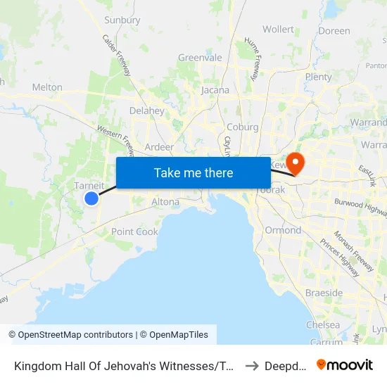Kingdom Hall Of Jehovah's Witnesses/Tarneit Rd to Deepdene map