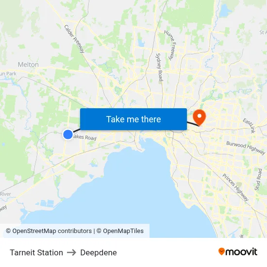 Tarneit Station to Deepdene map