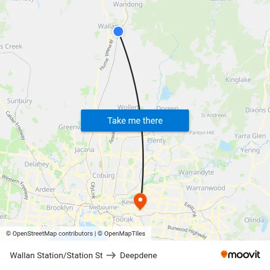 Wallan Station/Station St to Deepdene map