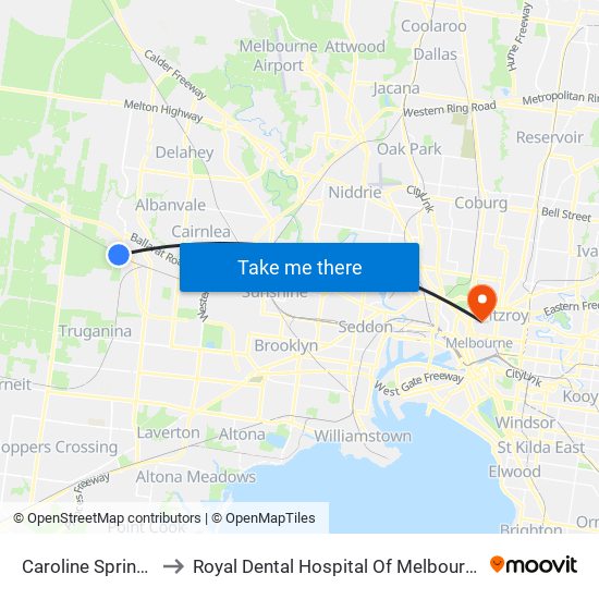 Caroline Springs to Royal Dental Hospital Of Melbourne map