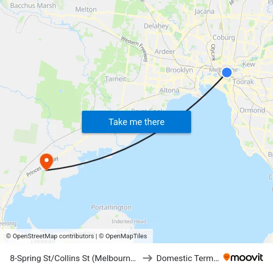Spring St/Collins St #8 to Domestic Terminal map
