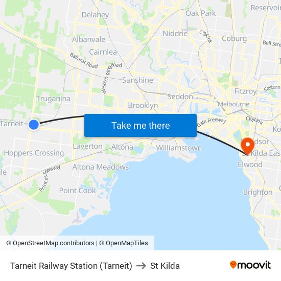 Tarneit Railway Station (Tarneit) to St Kilda map