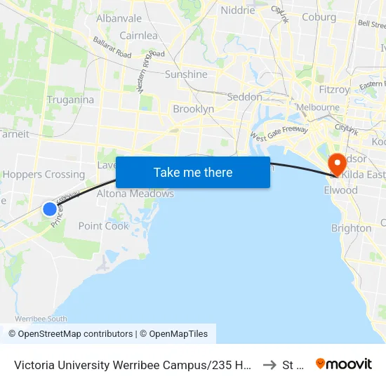 Victoria University Werribee Campus/235 Hoppers Lane to St Kilda map